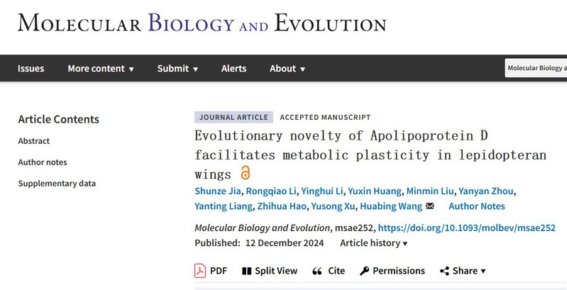 王华兵课题组在《Molecular Biology and Evolution》发文报道鳞翅目昆虫脂质代谢调控的新机制